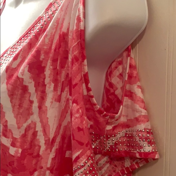 INC Cold Shoulder Pink and White Beaded Top Size PXL - Picture 5 of 8